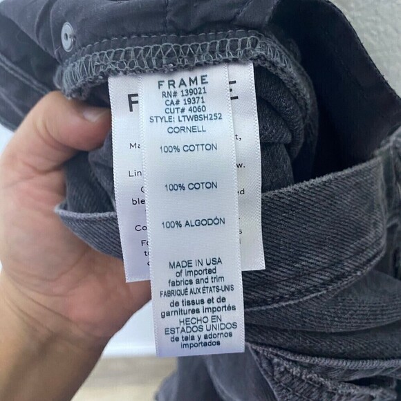 Frame Imaan X Frame Womens Charcoal Gray Mid Rise Denim Ripped Bermuda Shorts 25 - Picture 12 of 14